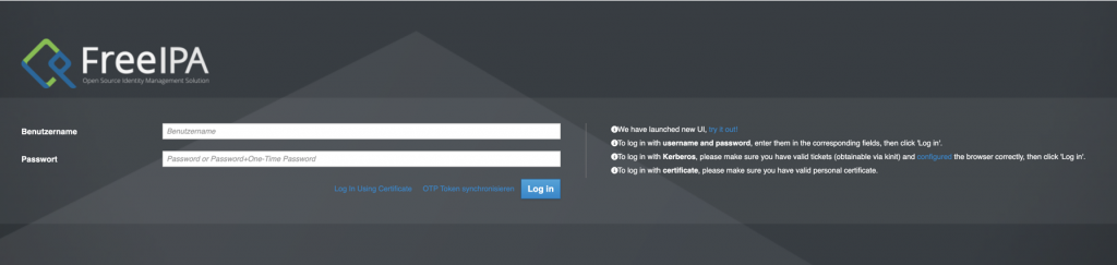 FreeIPA login screen on FreeBSD