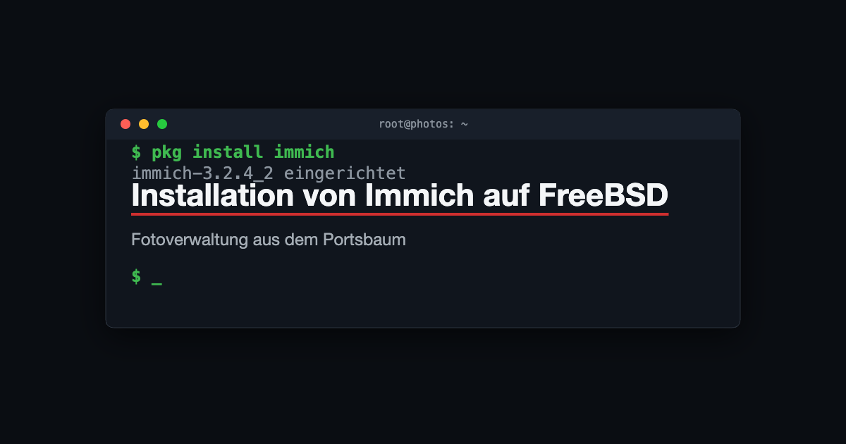 Terminal-Cover mit dem Befehl pkg install immich